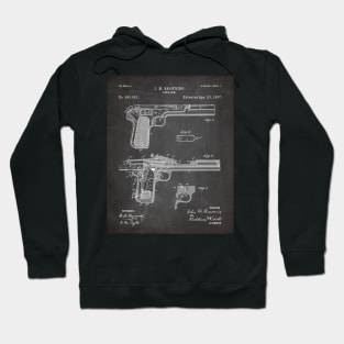 Browning Pistol Patent - Gun Lover Military Fan Art - Black Chalkboard Hoodie